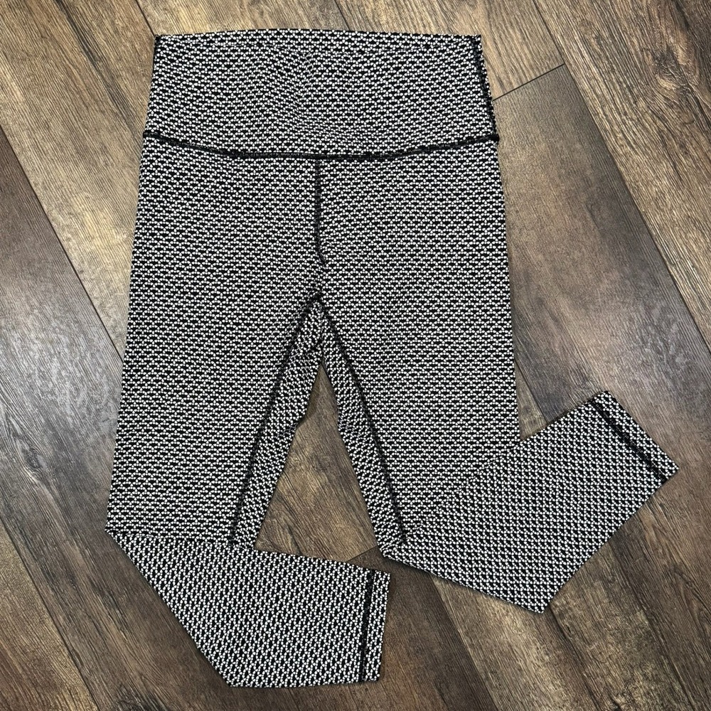 Lululemon Wunder Under Hi-Rise 7/8 Tight Full-On Luxtreme Black White Size 10 - Picture 2 of 7